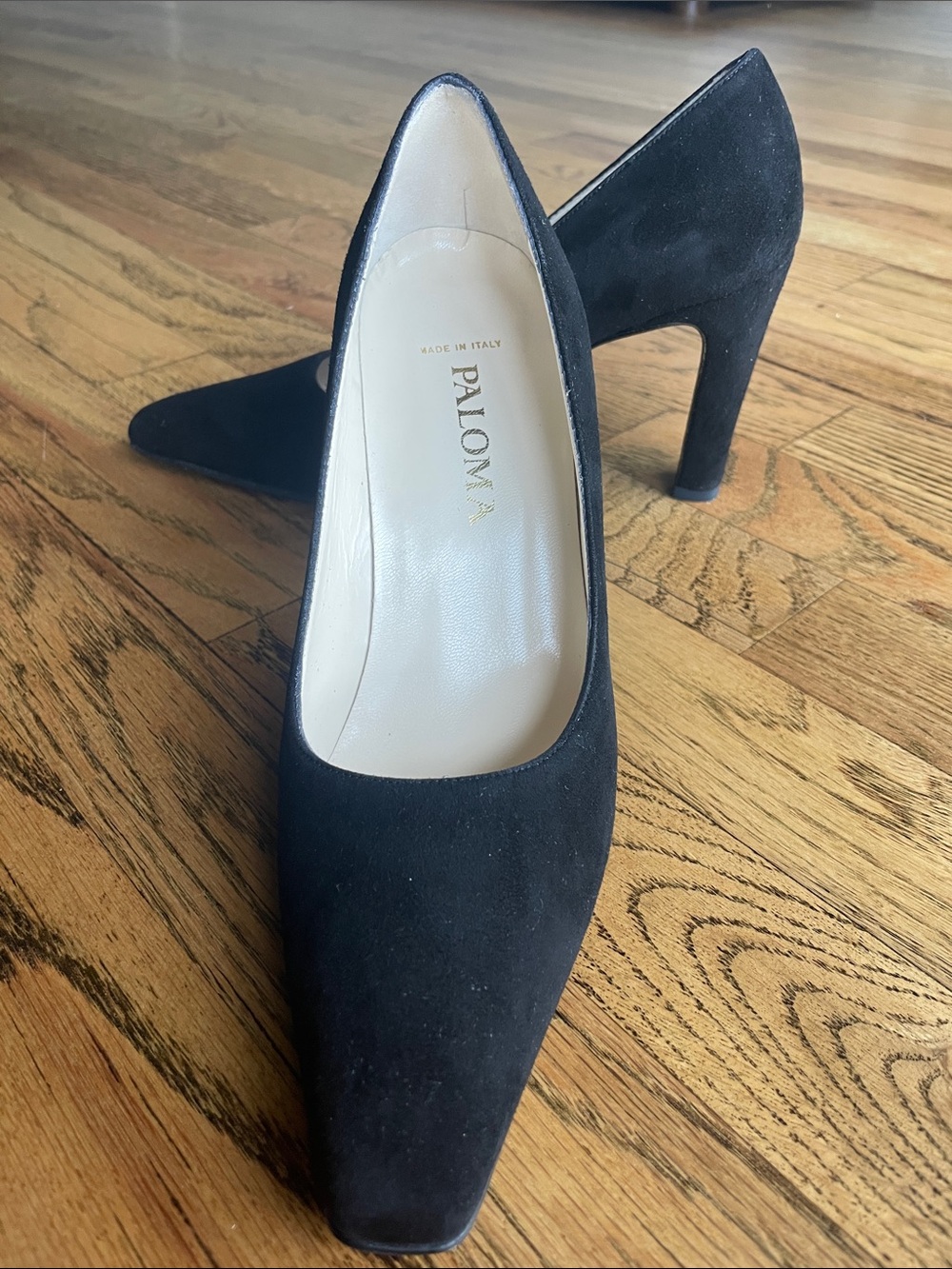 Black Suede Pointed-Toe Pumps